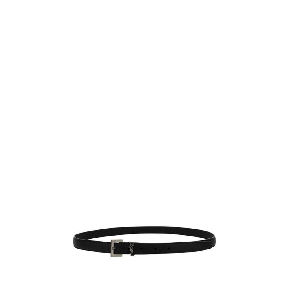 Saint Laurent Black Lamb Ovis Aries Aries Thin Men's Belt - Picture 2 of 2